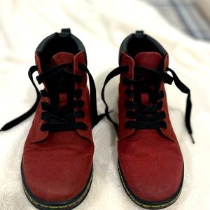 Dr. Martens Maelly, Women’s Canvas Padded Collar Ankle Boots, Cherry